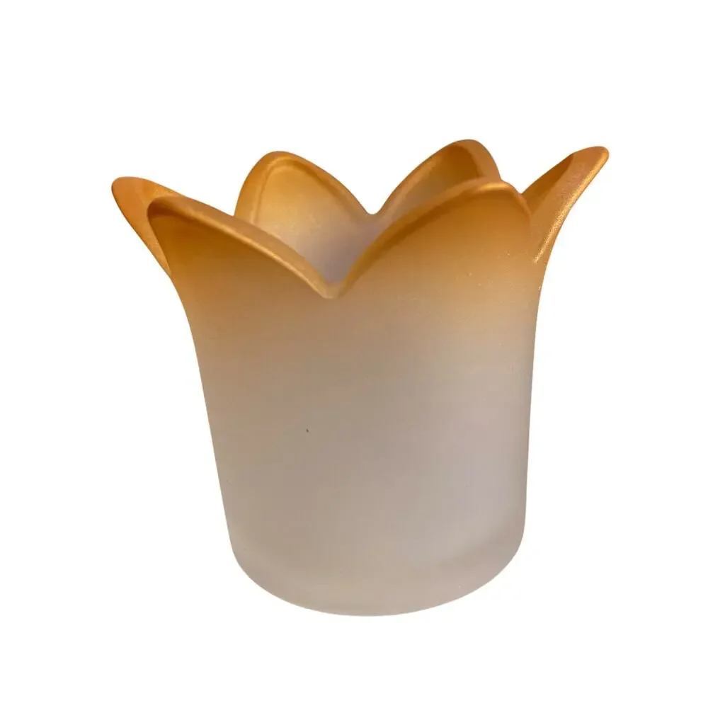 NIB Vintage Partylite P7233 Golden Candle Holders Set of 3 Frosted Glass